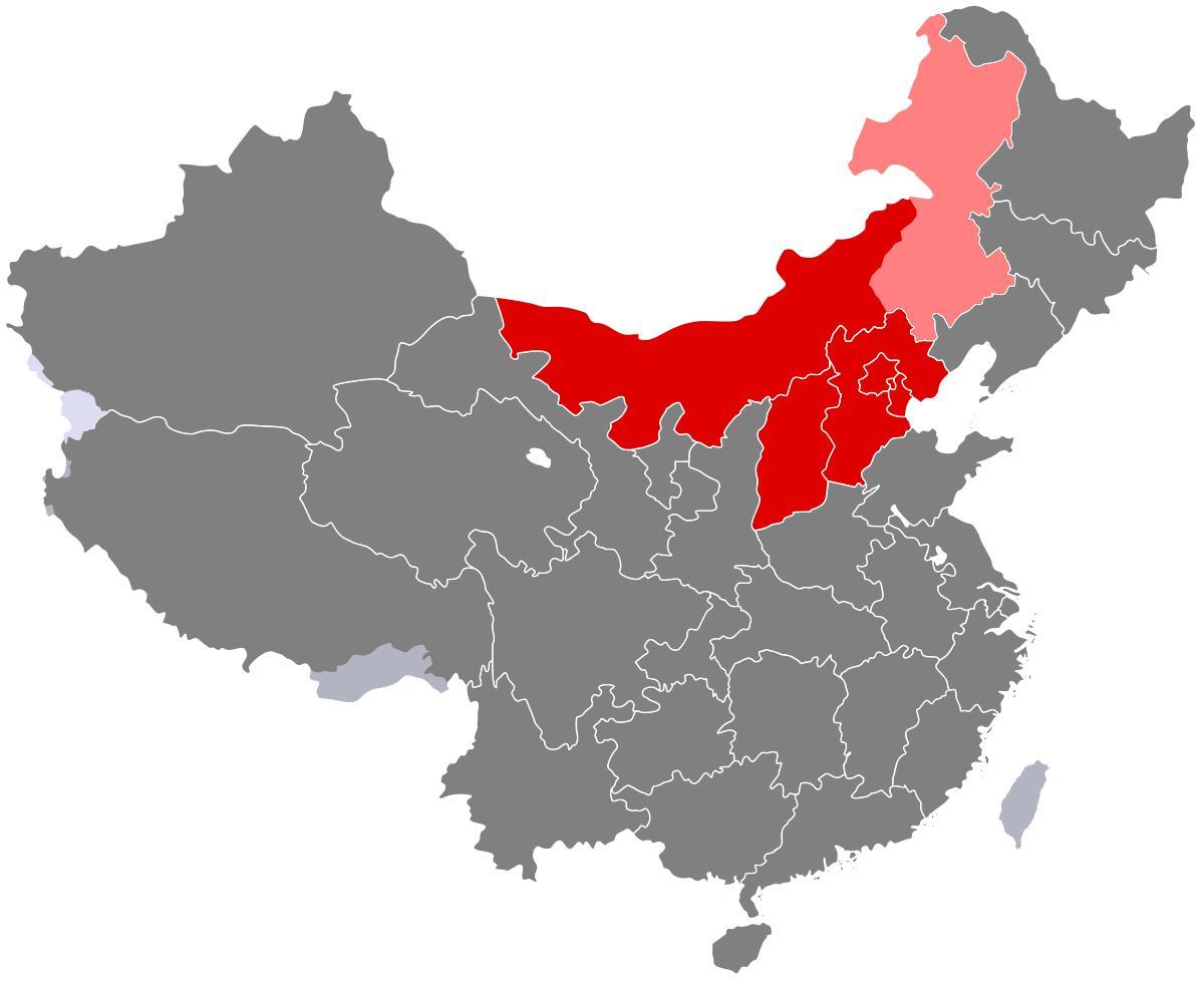 નકશો ઉત્તર ચાઇના