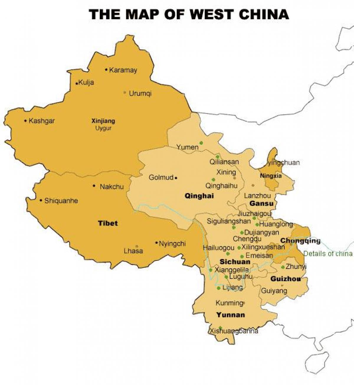 નકશો વેસ્ટ ચાઇના
