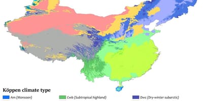 આબોહવા નકશો, ચાઇના