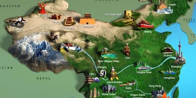 નકશો ચાઇના પ્રવાસી આકર્ષણો